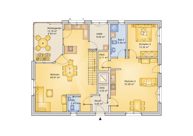 Grundriss Erdgeschoss mit Einliegerwohnung