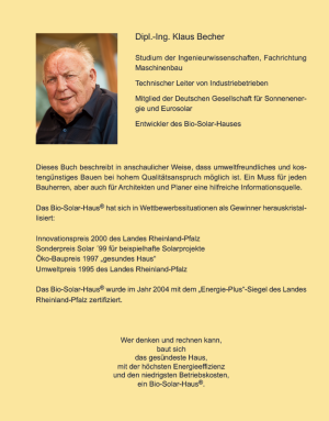 Buch über das Bio-Solar-Haus: Freiheit und Lebensqualität Rückseite